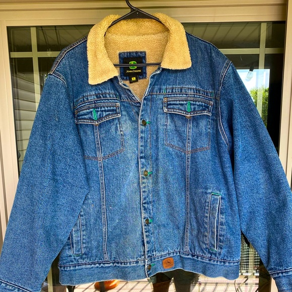 John Deere Jackets & Coats John Deere Vintage Denim Jean Jacket Sherpa Lined Mens Xl Trucker
